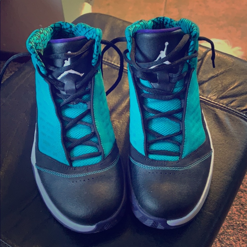 Kids Nike High Top Jordan’s - Teel/Purple/Black